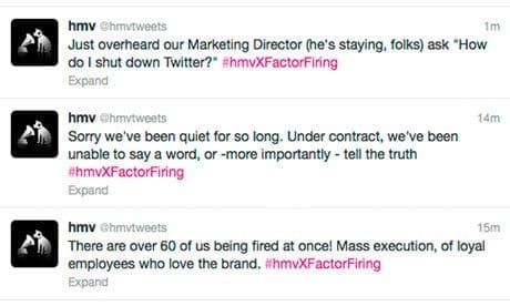 HMV Twitter feed