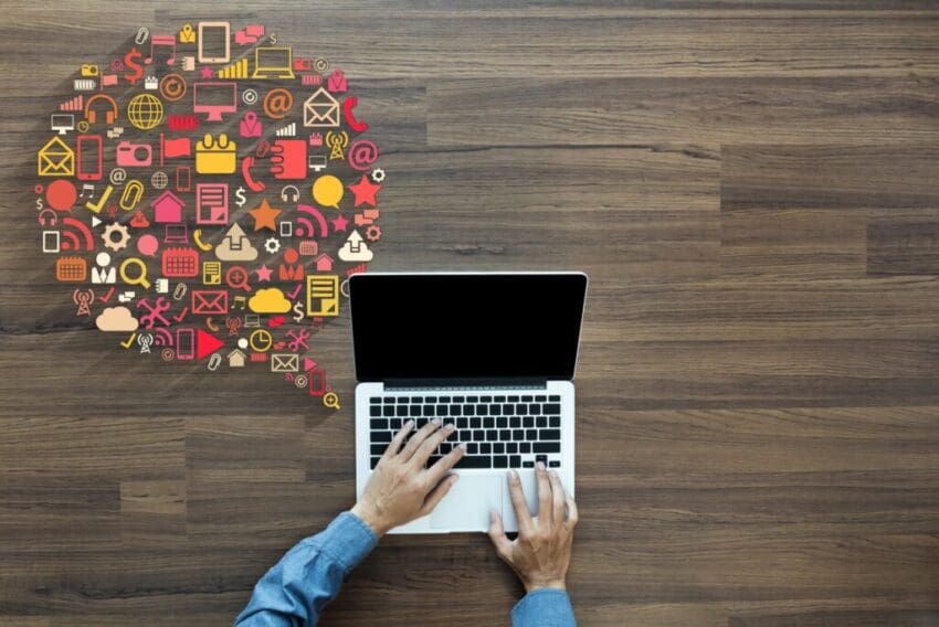 Business,Innovation,Technology,Set,Application,Icons,,With,Businessman,Working,On