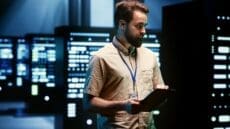 Employee,Working,In,Server,Hub,Provide,Secure,,Scalable,,And,Reliable